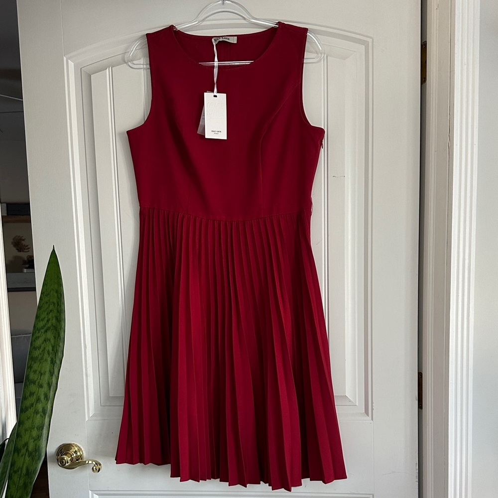 Grace Karin Red Pleated Mini Dress